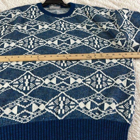 Vintage North country Eaton Sweater Mens XL knit geo print Wool Blend crew Neck - Picture 8 of 9